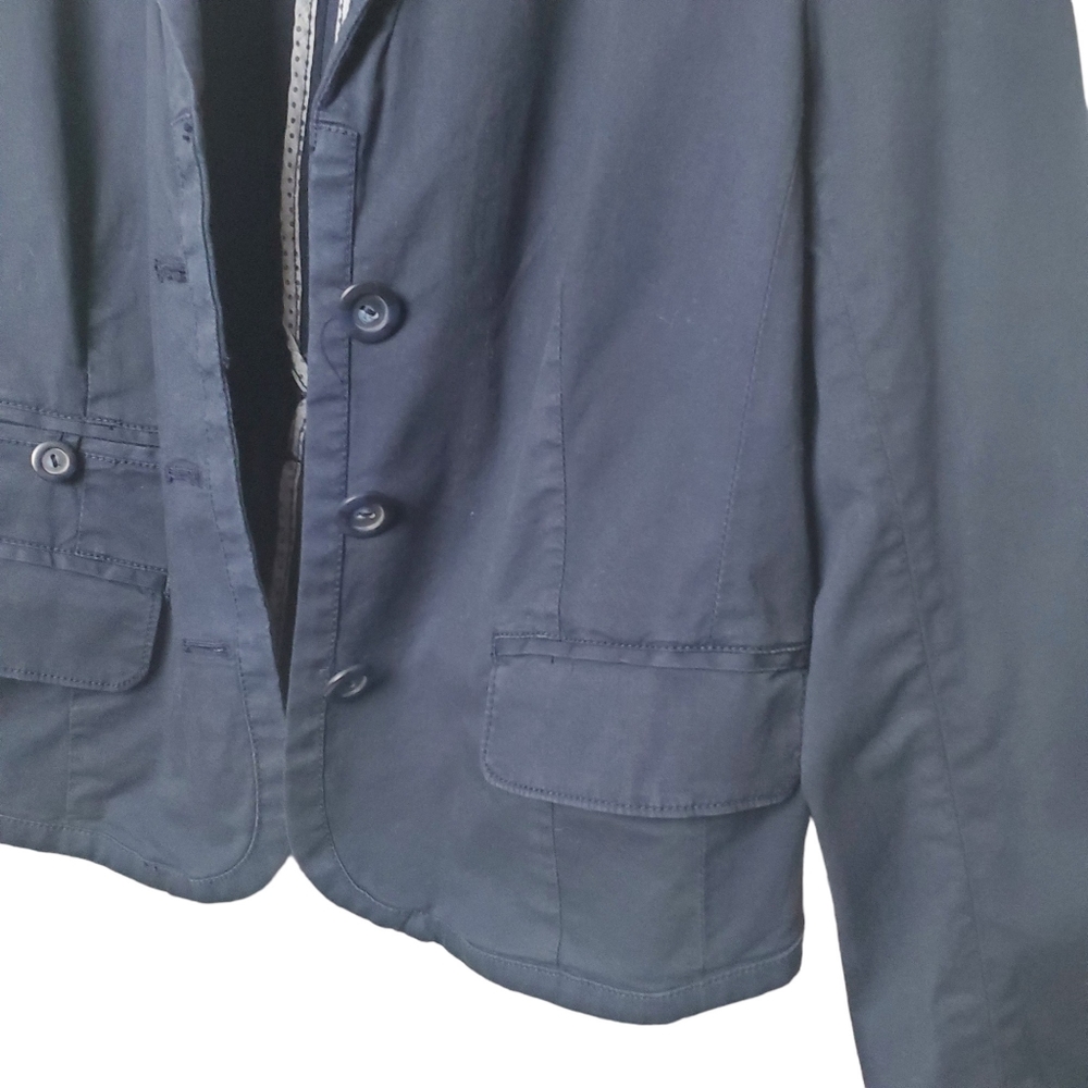Anthropologie Daughters of the Liberation Size 10 Navy Blue Cotton Blazer Jacket - Picture 6 of 8
